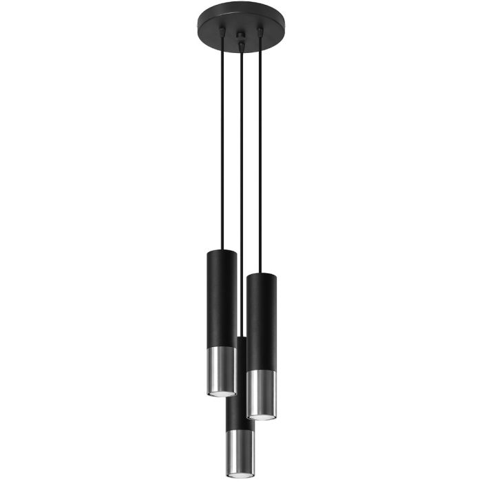 Sollux Lopez SL.0943 zwart met chromen hanglamp