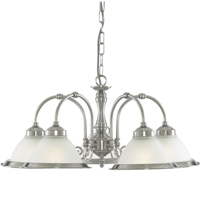 Searchlight American Diner 1045-5 zilverkleurige kroonluchter