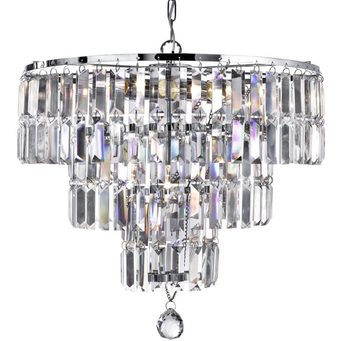 Searchlight Empire 1375-5CC chromen hanglamp met kristal
