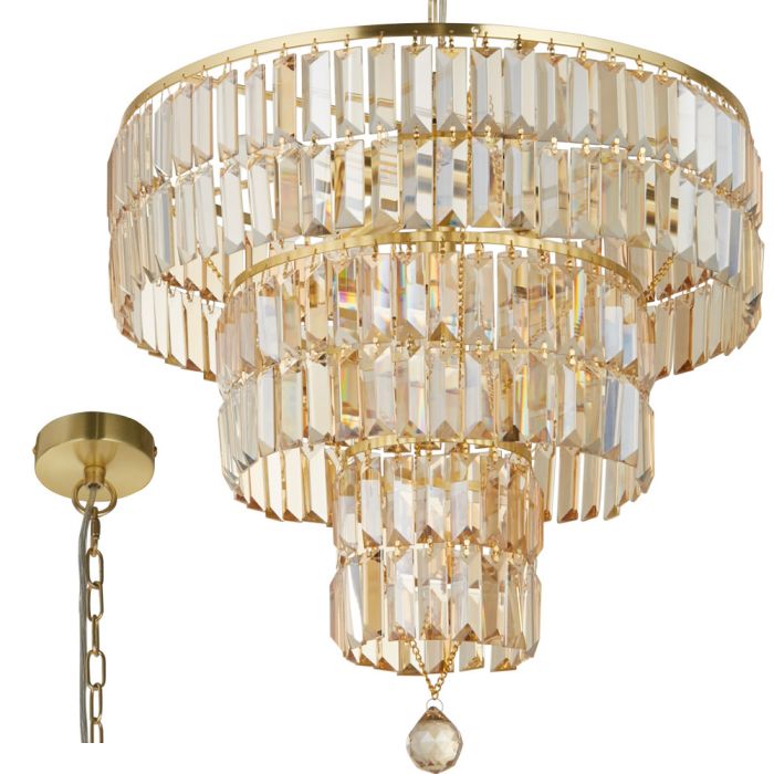Searchlight Empire 1375-5SB messing hanglamp met champagne glas