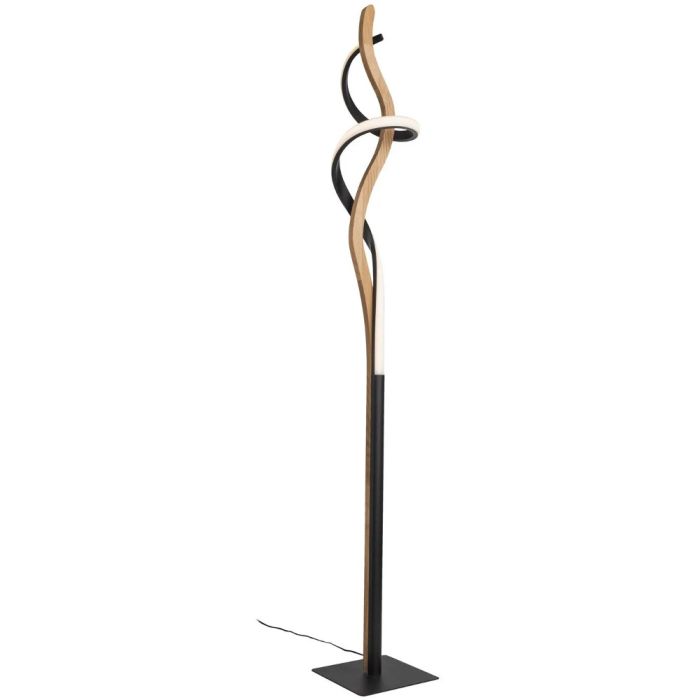 Elobra Argentina 140246 zwart metalen vloerlamp met eikenhout