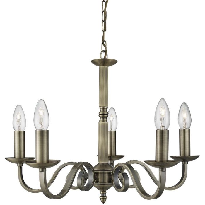 Searchlight Richmond 1505-5AB antiek bronzen vijf lichts kroonluchter