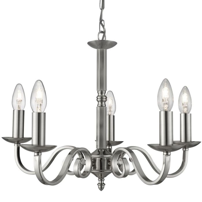 Searchlight Richmond 1505-5SS mat stalen vijf lichts kroonluchter