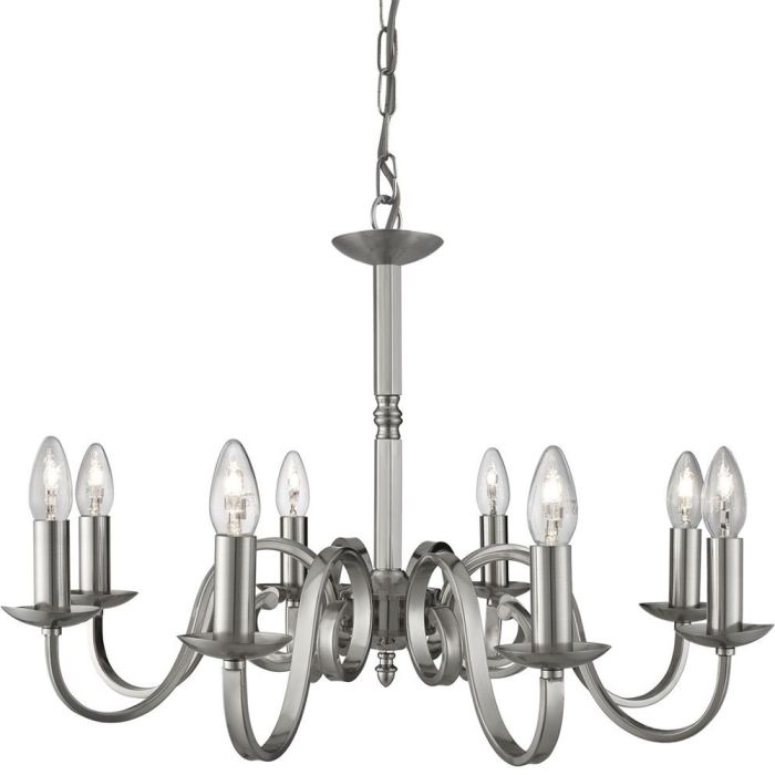 Searchlight Richmond 1508-8SS staal kleurige acht lichts kroonluchter