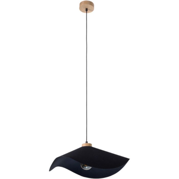 Britop Hattu 1614119174 zwarte hanglamp van textiel en eikenhout