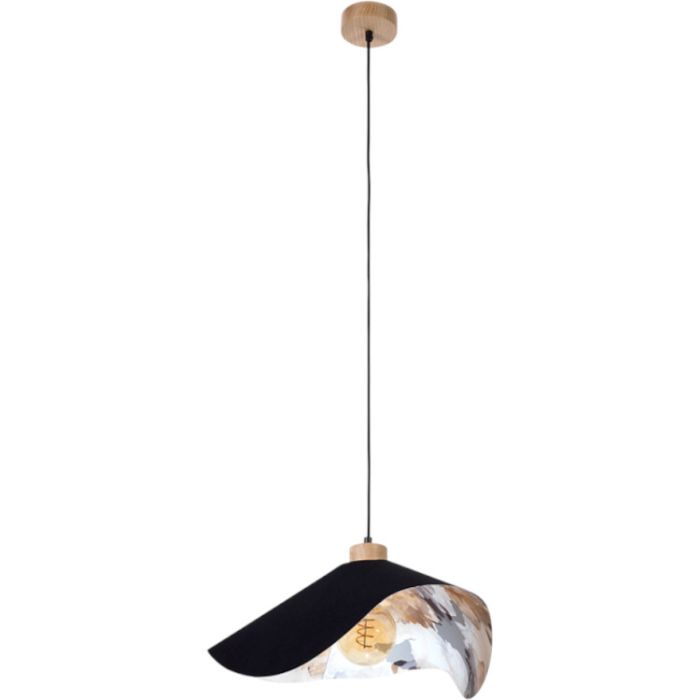 Britop Hattu Floral 1615819174 zwarte hanglamp met bloemen print