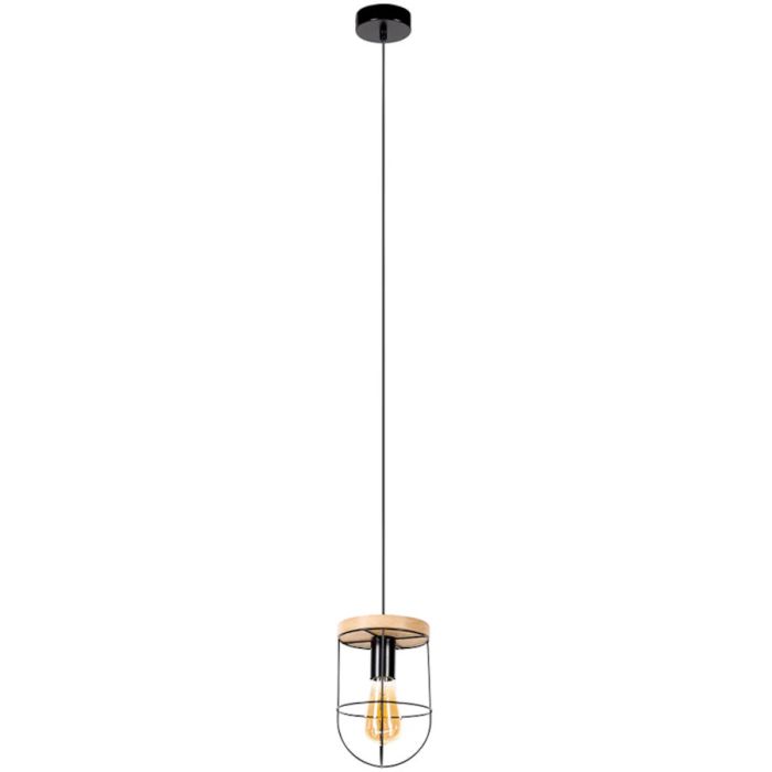 Britop Netuno 184159104 zwarte hanglamp met eikenhout