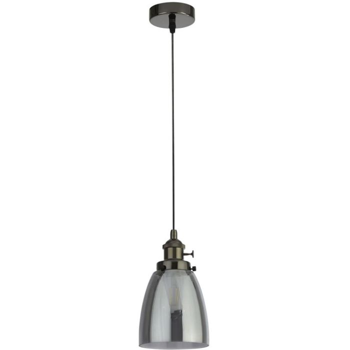 Searchlight Camden 1921-1BC zwartchromen hanglamp met rookglas