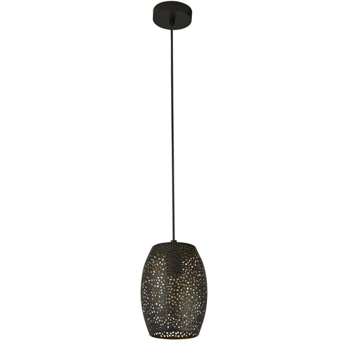 Searchlight Macbeth 19231-1BGO zwarte met laser uitgesneden metalen hanglamp