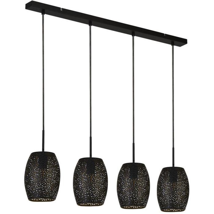 Searchlight Macbeth 19231-4BGO zwarte met laser uitgesneden metalen hanglamp