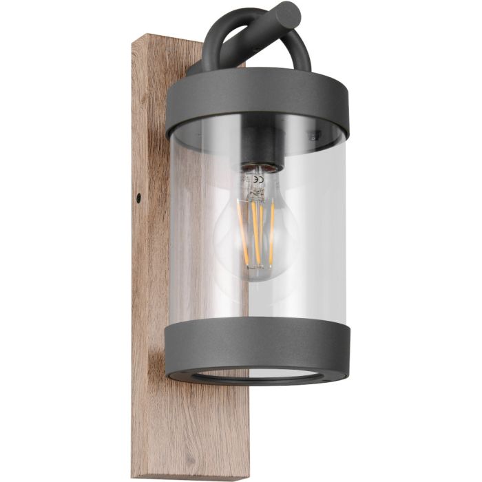 Trio Sambesi 204160135 antraciet wandlamp met houtprint