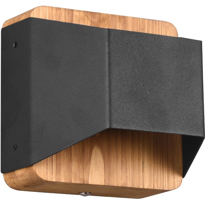 Trio Arino 224810132 zwarte wandlamp met hout