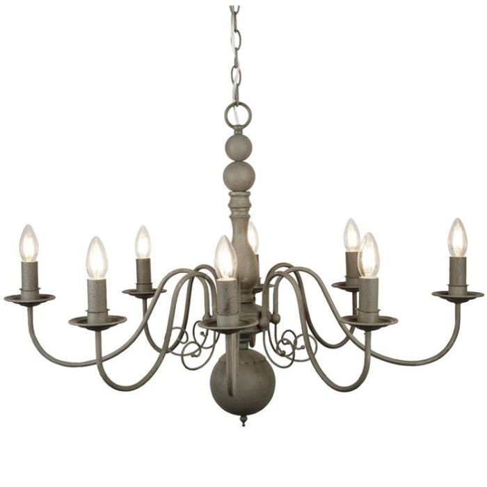 Searchlight Greythorne 2268-8GY grijze acht lichts kroonluchter