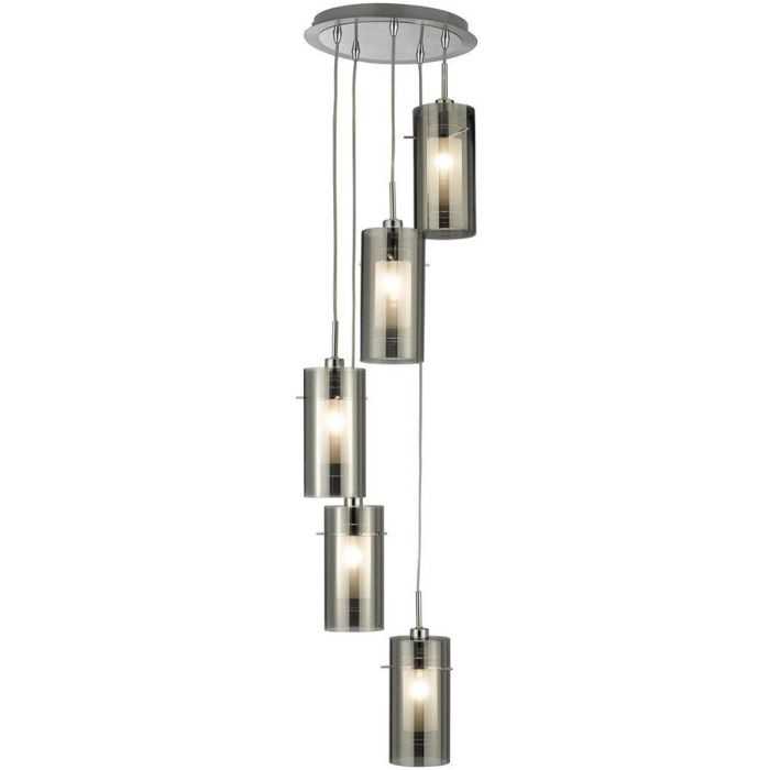 Searchlight Duo 2305-5SM rookglazen hanglamp