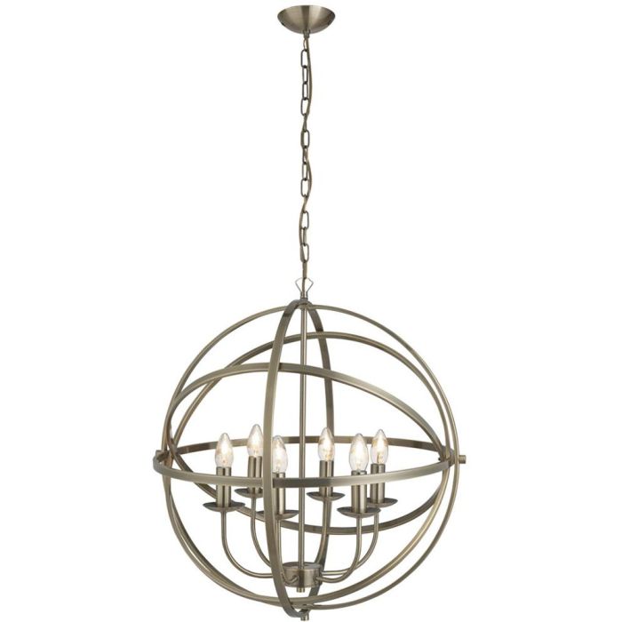 Searchlight Orbit 2476-6AB antiek bronzen kroonluchter