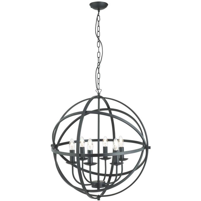 Searchlight Orbit 2476-6BK zwarte kroonluchter