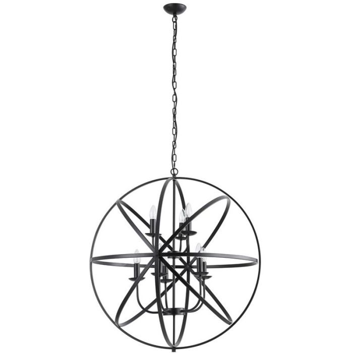 Searchlight Orbit 2478-8BK grote zwarte kroonluchter