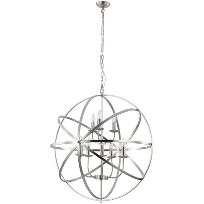 Searchlight Orbit 2478-8SS grote stalen kroonluchter 