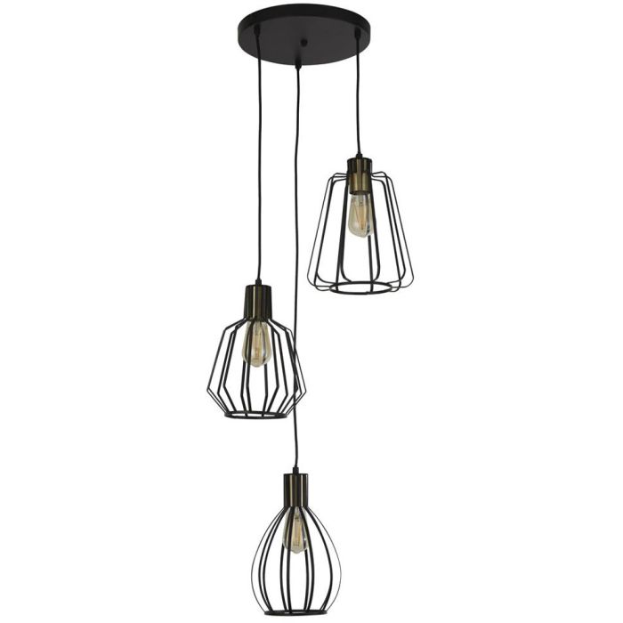 Searchlight Senator 24903-3BK zwarte hanglamp met antiek bronzen fittingen