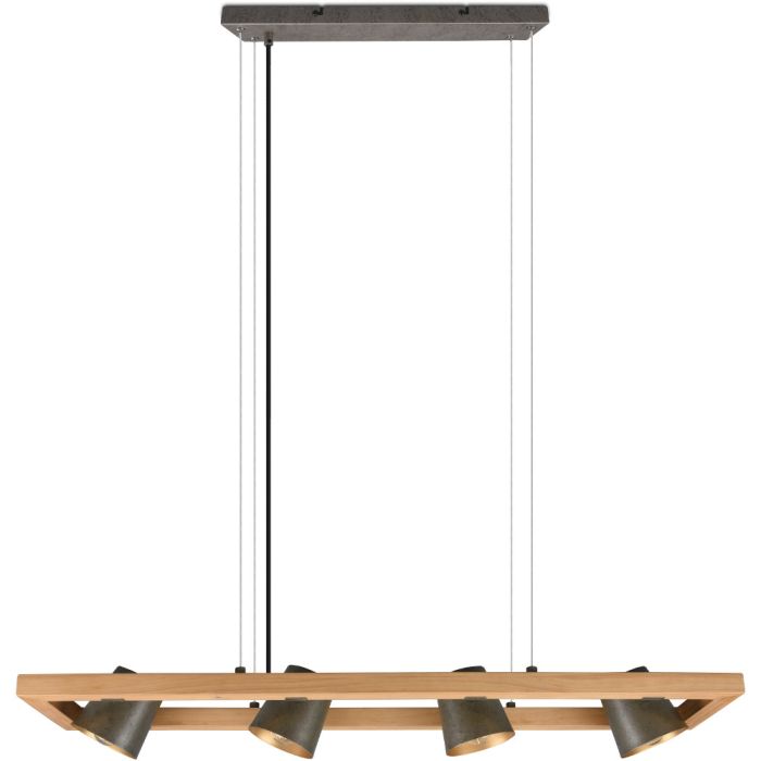 Trio Bell 301900467 Antiek stalen hanglamp met hout