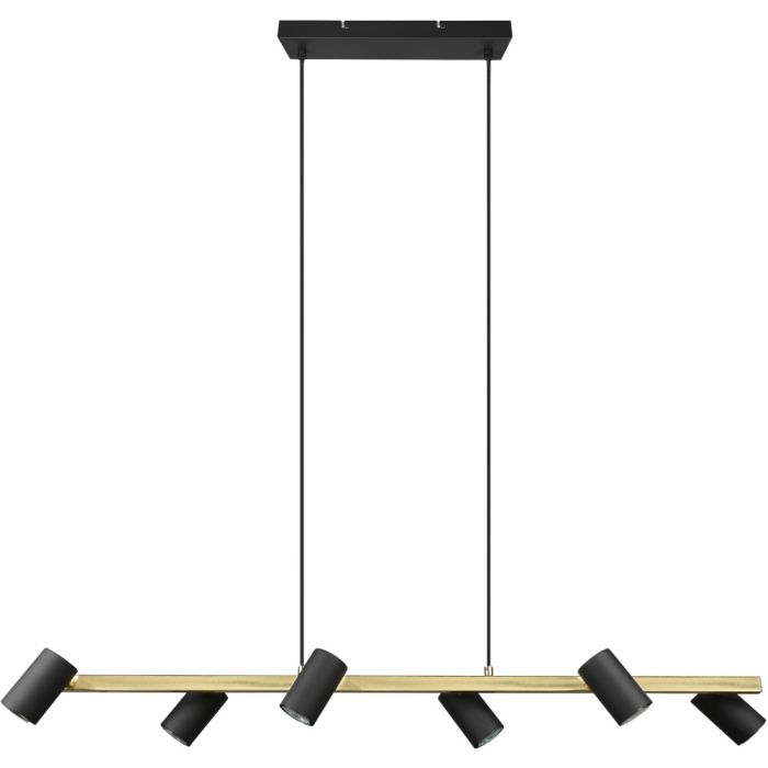 Trio Marley 302400680 mat zwart met goud hanglamp