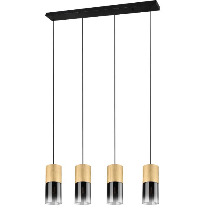 Trio Robin 310600454 mat messing hanglamp met rookglas