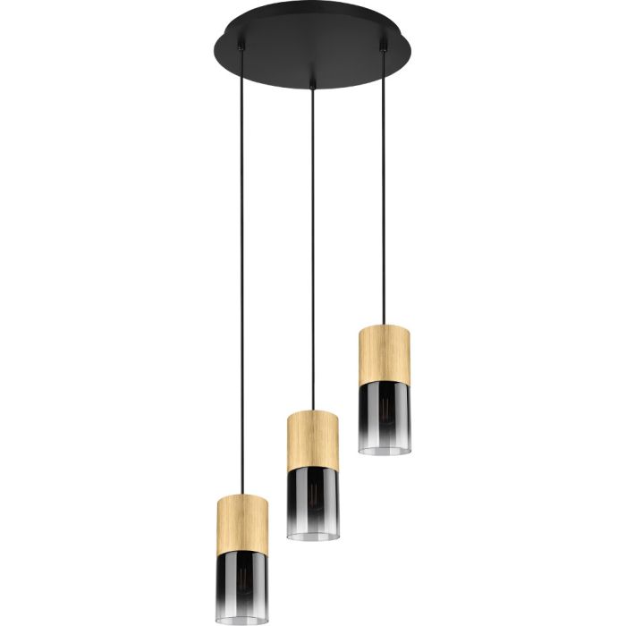 Trio Robin 310630354 mat messing hanglamp met rookglas