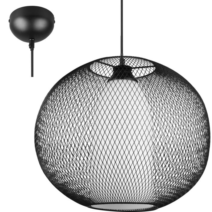 Trio Filo 313900132 mat zwarte hanglamp met opalen kelk