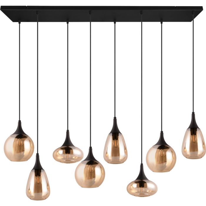 Trio Lumina 317000813 zwarte hanglamp met amber glas