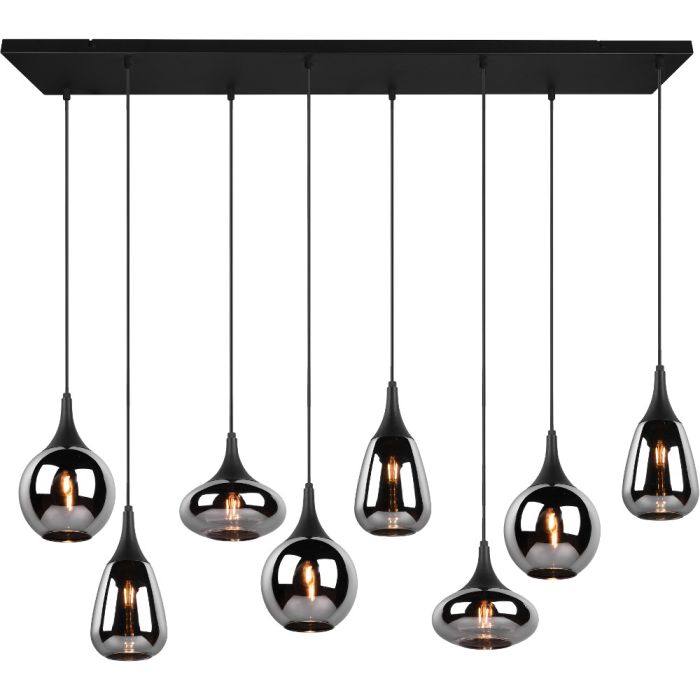Trio Lumina 317000832 mat zwarte hanglamp met verchroomd glas