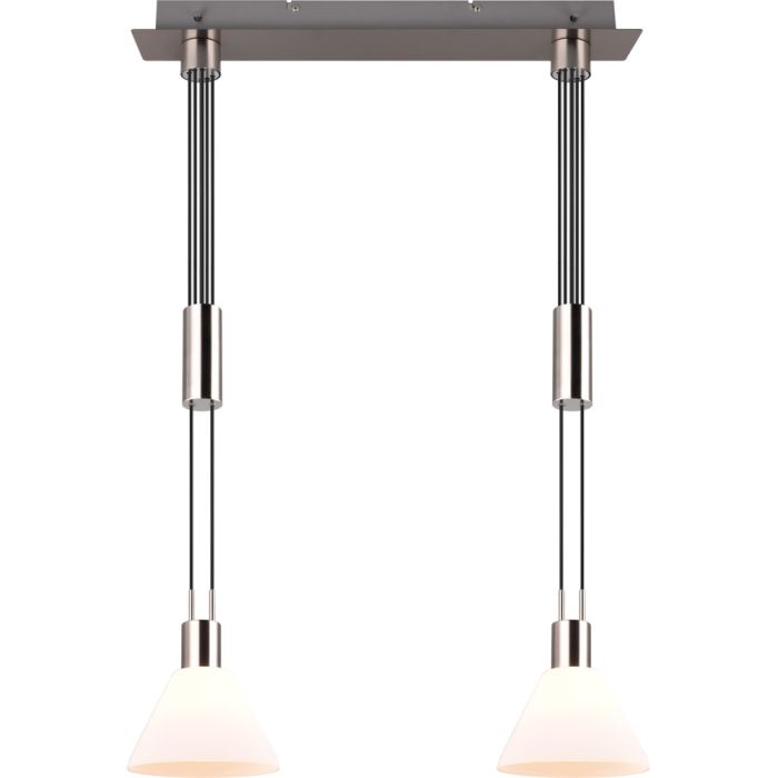 Trio Stanley 319500207 staal kleurige hanglamp met twee trekpendels