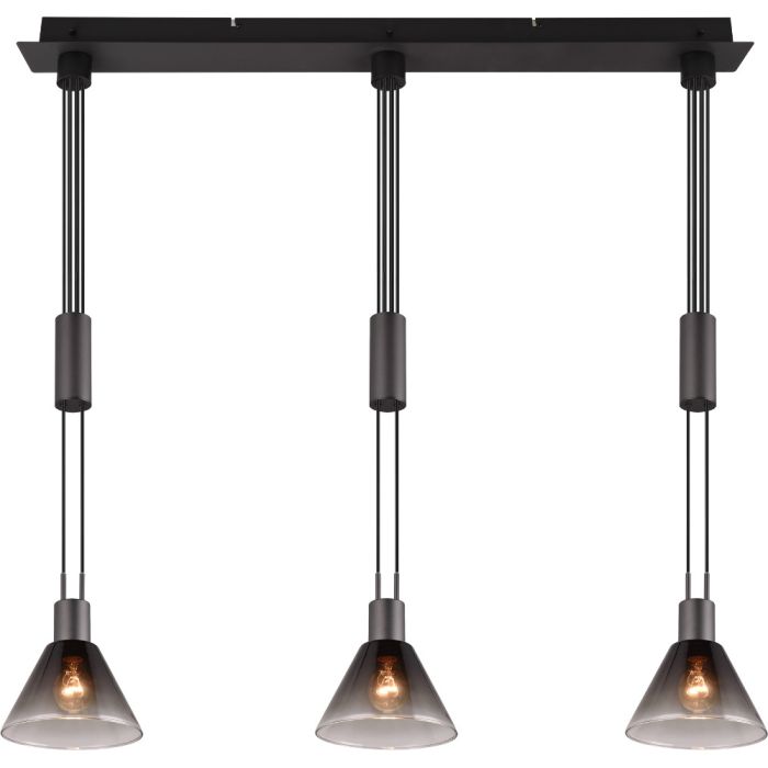 Trio Stanley 319500332 zwarte hanglamp met drie trekpendels