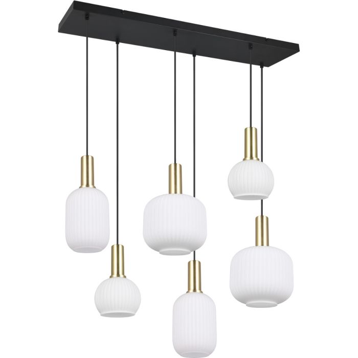 Trio Diva 319800608 mat messing hanglamp met wit glas