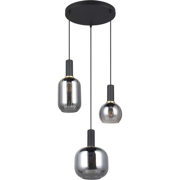 Trio Diva 319830332 zwarte hanglamp met chroom verdampt glas