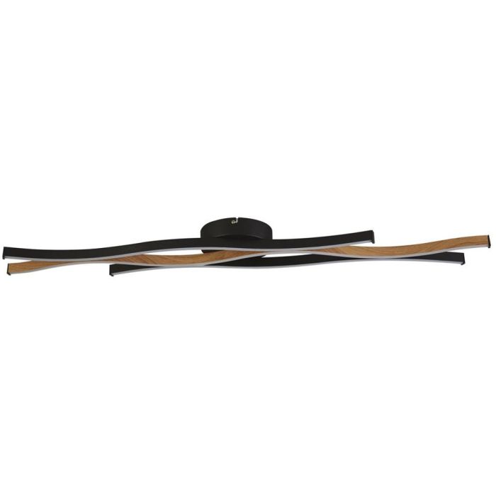 Searchlight Bloom 32103-1BK zwart met houtkleurige plafondlamp