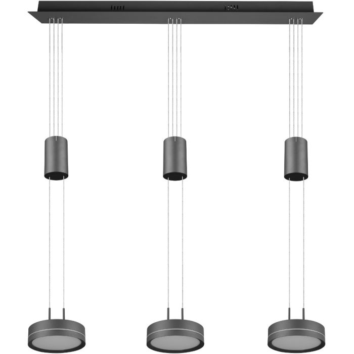 Trio Franklin 326510342 grijze hanglamp met trekpendels