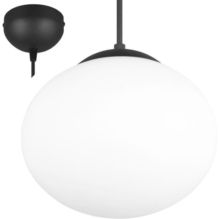 Trio Fomento 363100132 mat zwarte hanglamp met wit glas