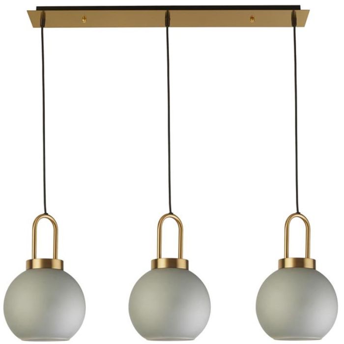 Searchlight Snowdrop 36632-3AC messing hanglamp met mat glas