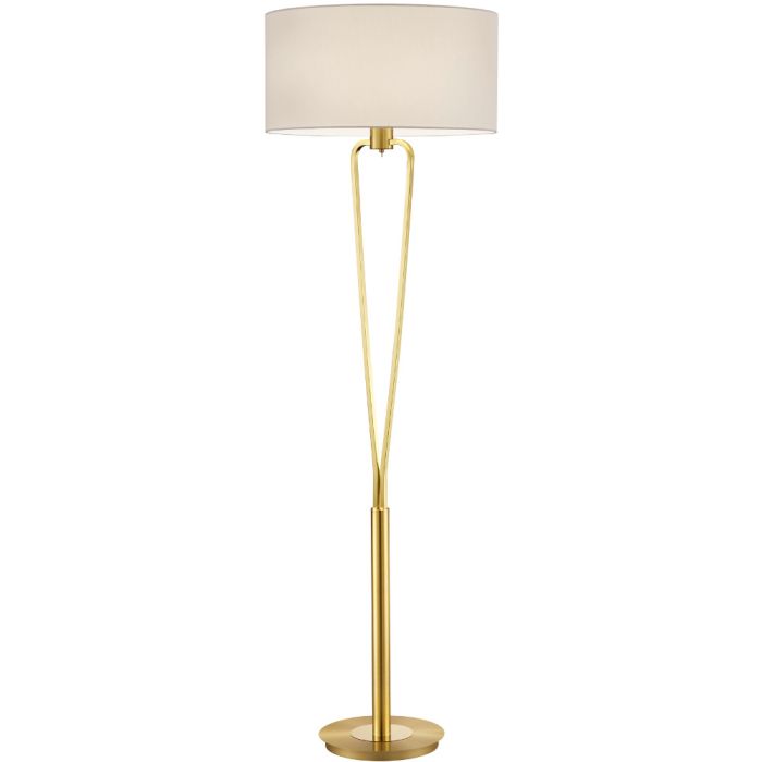 Trio Paris 400200108 messing vloerlamp met wit textiel