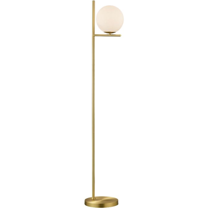 Trio Pure 402000108 messing kleurige vloerlamp met opaal glas