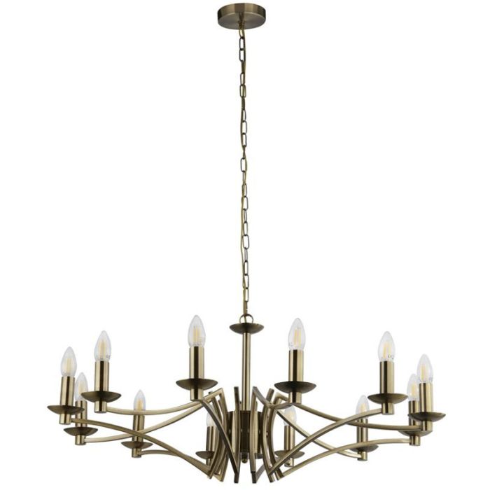 Searchlight Ascot 41312-12AB antiek bronzen twaalf lichts kroonluchter