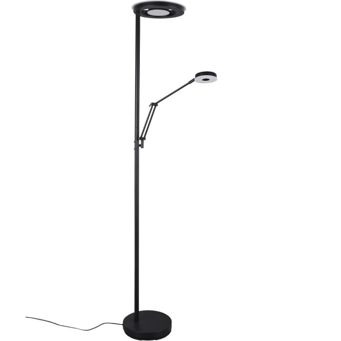 Trio Barry 424210332 mat zwarte uplighter met leeslamp