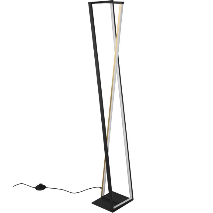Trio Edge 426810132 zwart met messing vloerlamp