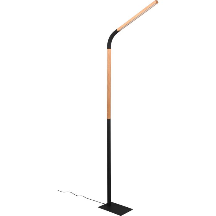 Trio Norris 445210132 hout met zwart metalen vloerlamp