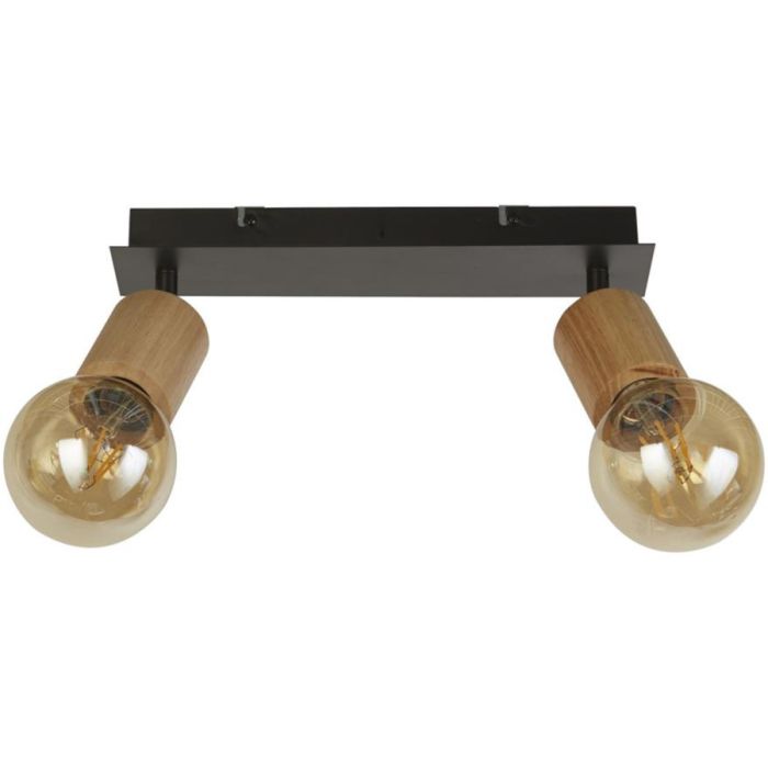 Searchlight Spinny 50211-2NA zwarte spot met houten fittingen