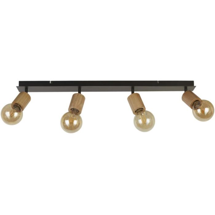 Searchlight Spinny 50211-4NA zwarte spot met houten fittingen