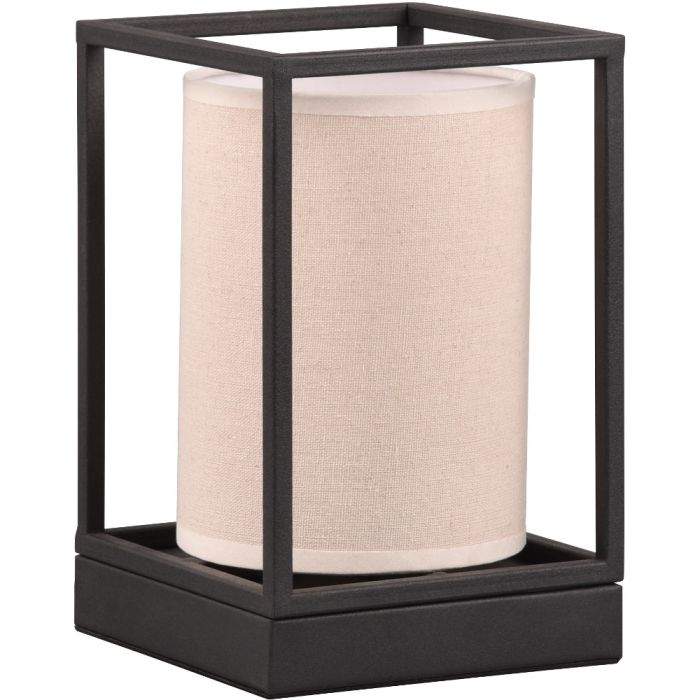 Trio Ross 503100144 zwarte tafellamp met kap van textiel