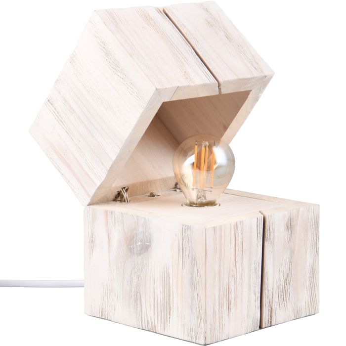 Trio Treasure 514110101 whitewash houten tafellamp