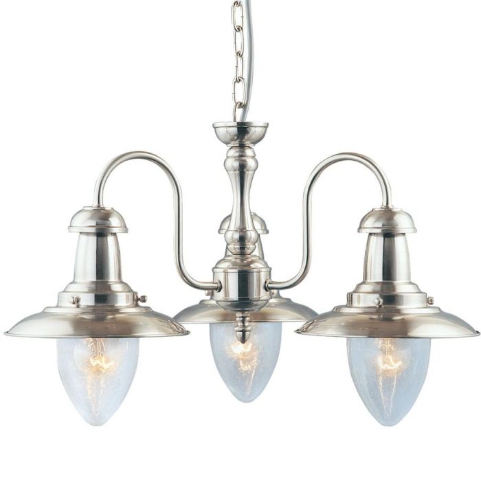 Searchlight Fisherman 5333-3SS mat zilver kleurige hanglamp
