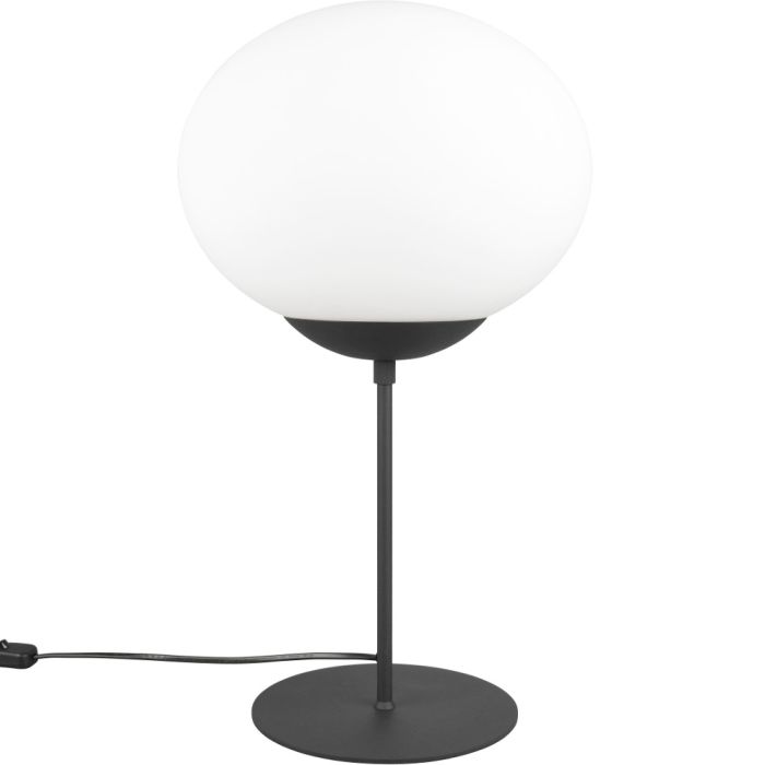 Trio Fomento 563100132 zwarte tafellamp met wit glas